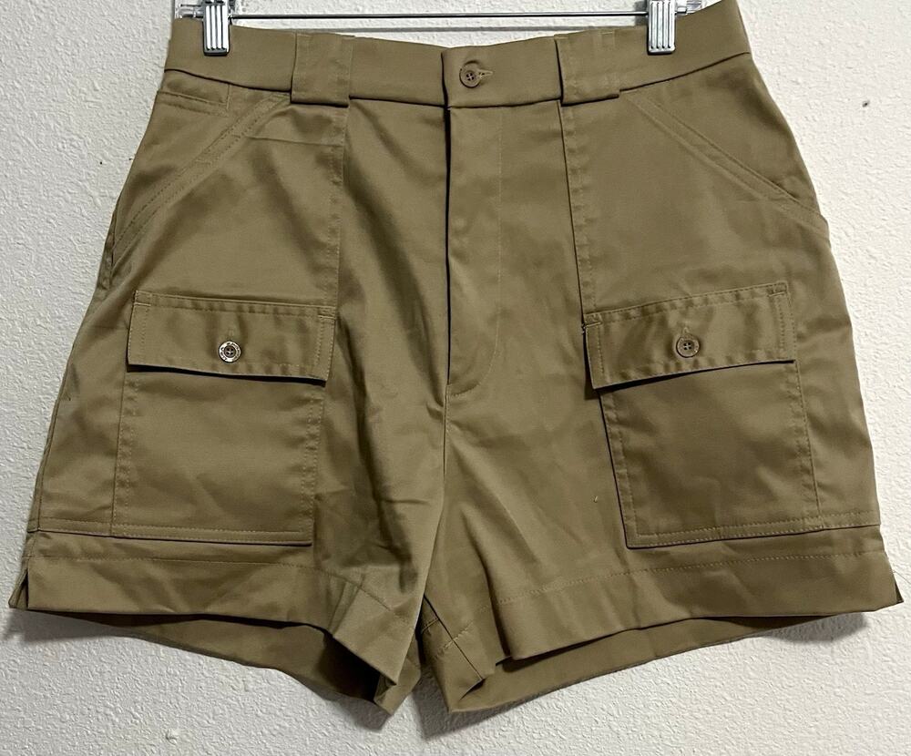 Sportif USA Women's Cargo Shorts 14 Beige Stretch Pockets 670270